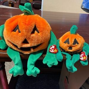 TY Pumpkin Beanie Buddy and Beanie Baby Plush 1990’s Pumpkins
